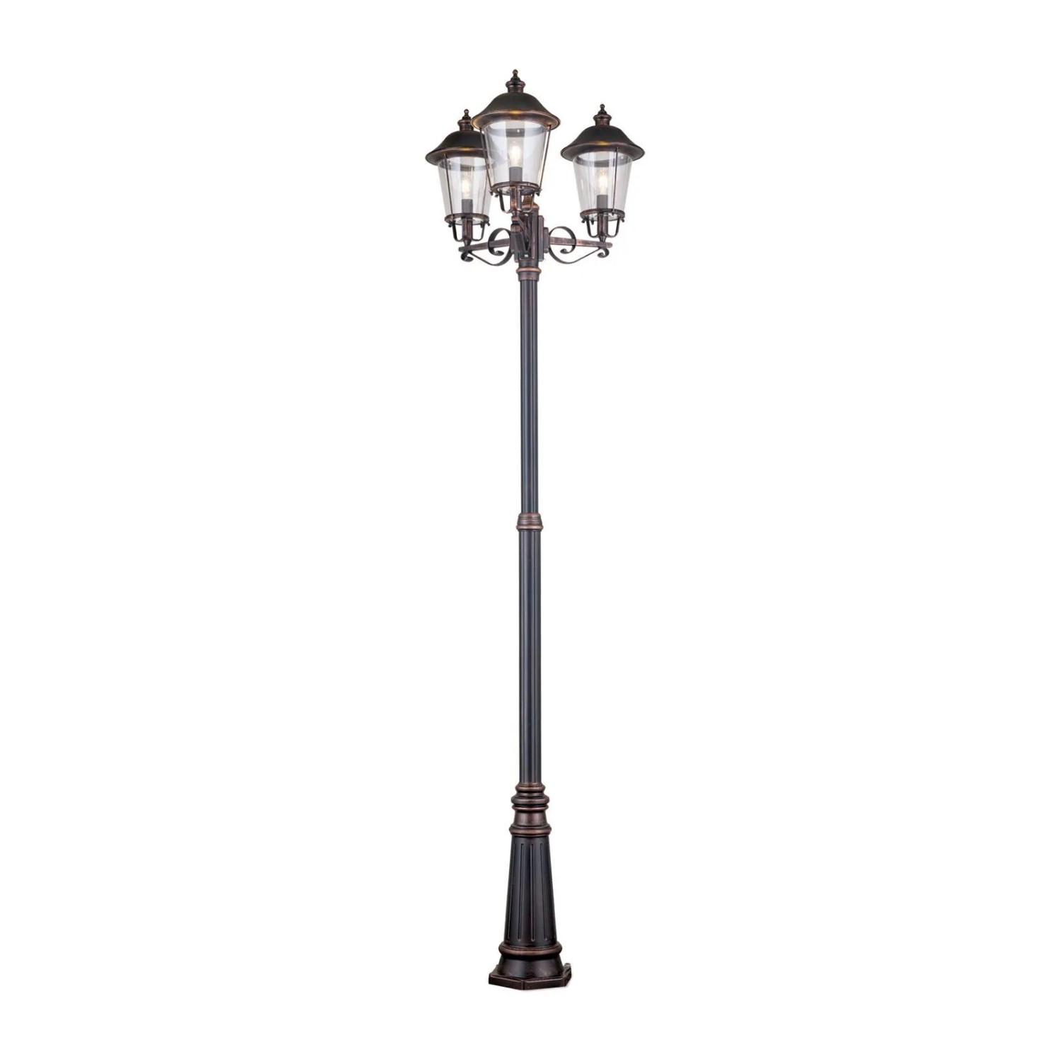 Orion Leuchten Außen Mastleuchte 260cm 100W 3x E27 Schwarz-Kupfer