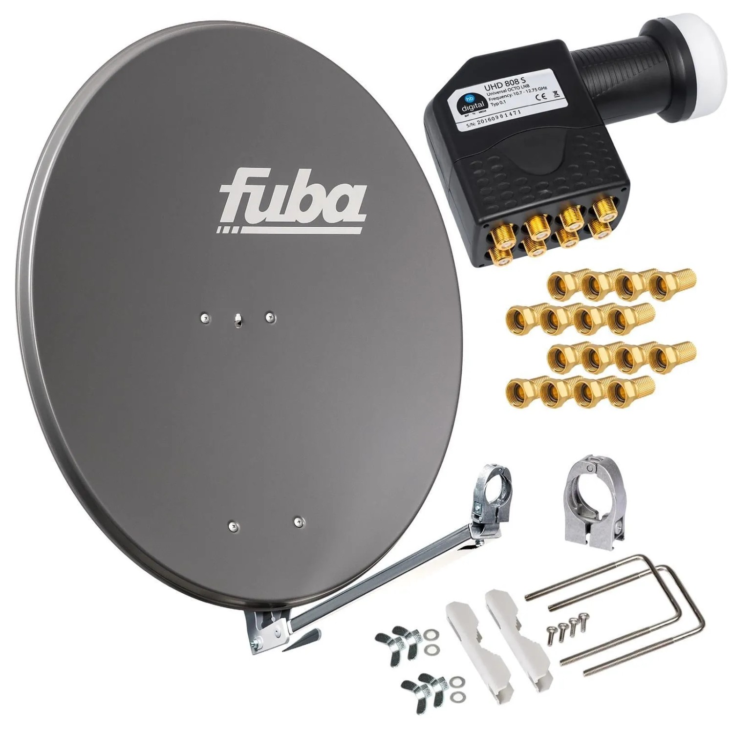 hb-digital Sat Anlage 80cm Fuba DAL 800 Aluminium Anthrazit mit Octo LNB