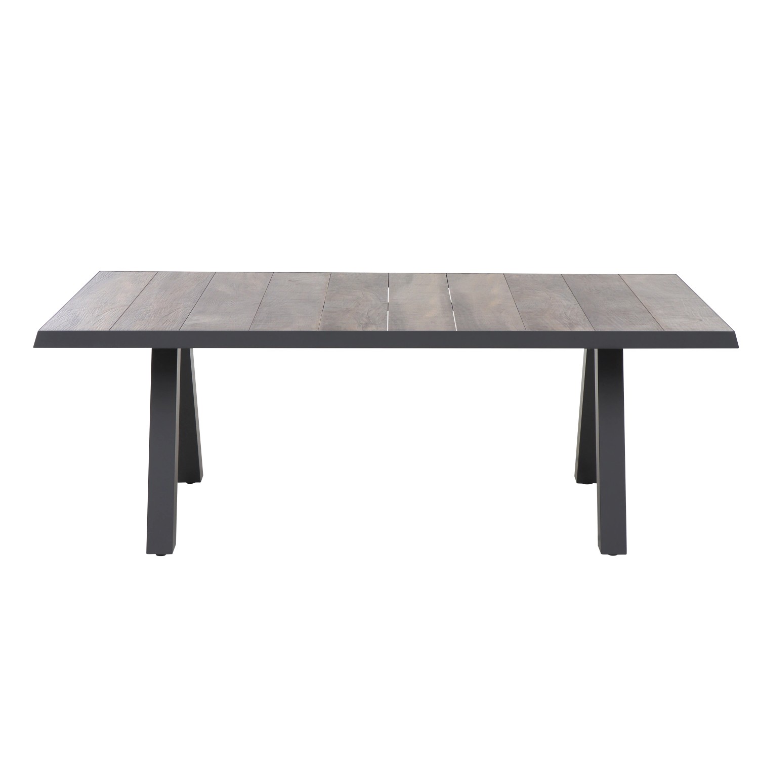 Rechteckiger Siena Garden Gartentisch Tirana in Grau mit Keramik-Tischplatte und Aluminiumgestell, 103x203 cm.