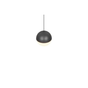 Anthrazitfarbene LED-Pendelleuchte Senta, kugelförmig, mit leuchtender Unterseite. Modernes Design.