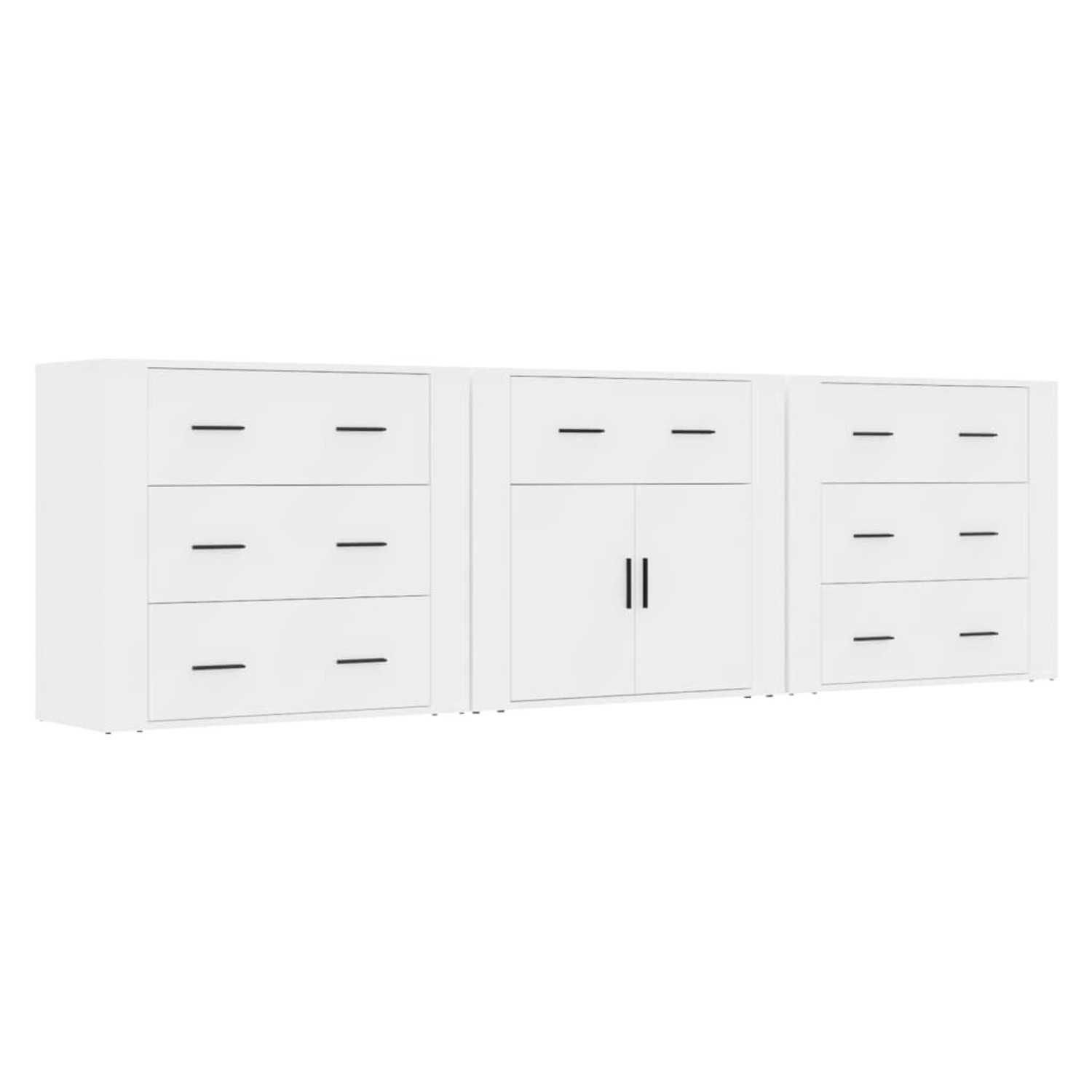 vidaXL Sideboards 3 Stk Weiß Holzwerkstoff 3185423