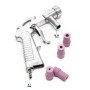 Wiltec Sandstrahlpistole aus Aluminium mit Druckluftanschluss und vier lila Keramikdüsen für Sandstrahlgerät Zubehör.