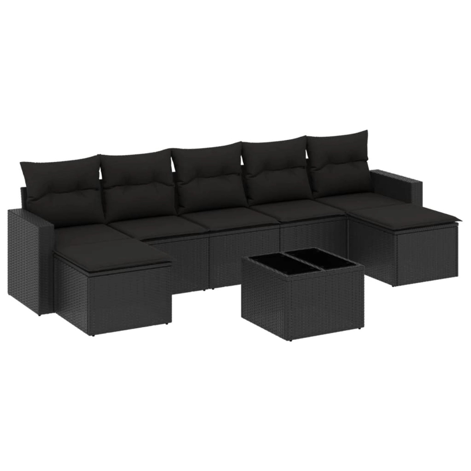 vidaXL 8-tlg Garten-Sofagarnitur mit Kissen Schwarz Poly Rattan Modell 15 günstig online kaufen