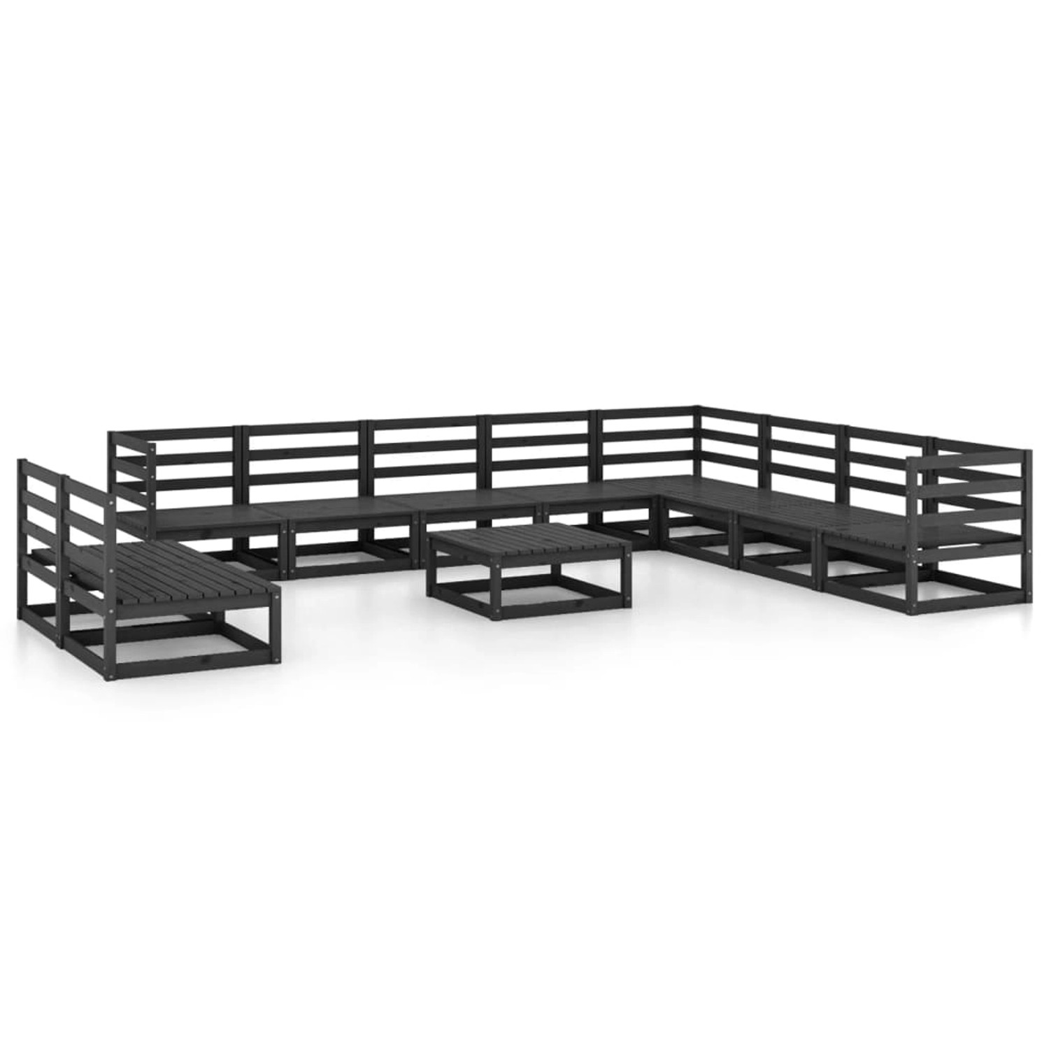 vidaXL 11-tlg Garten-Lounge-Set Schwarz Massivholz Kiefer Modell 7 günstig online kaufen