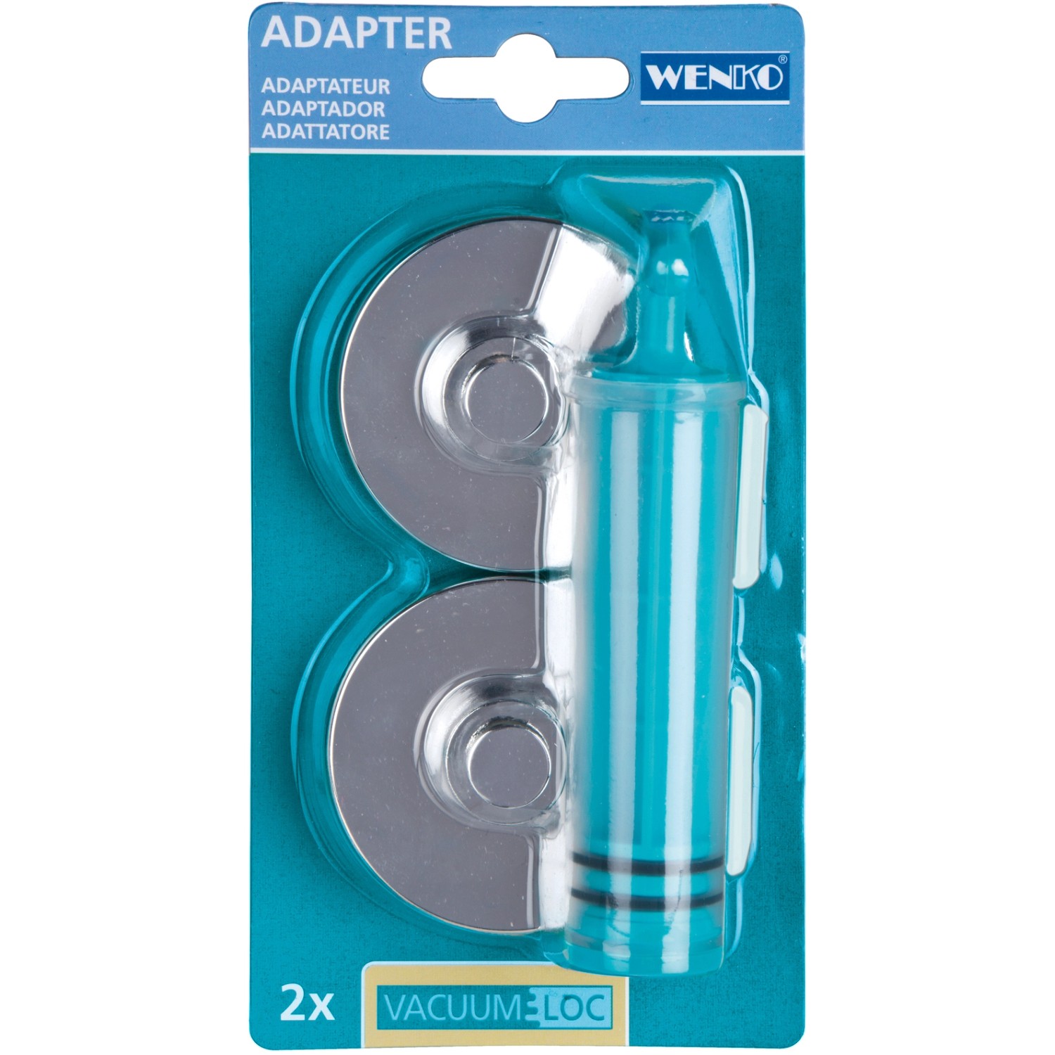 Wenko Vacuum-Loc Adapter Set für Küche, glänzend, 2er-Set mit Pumpe.