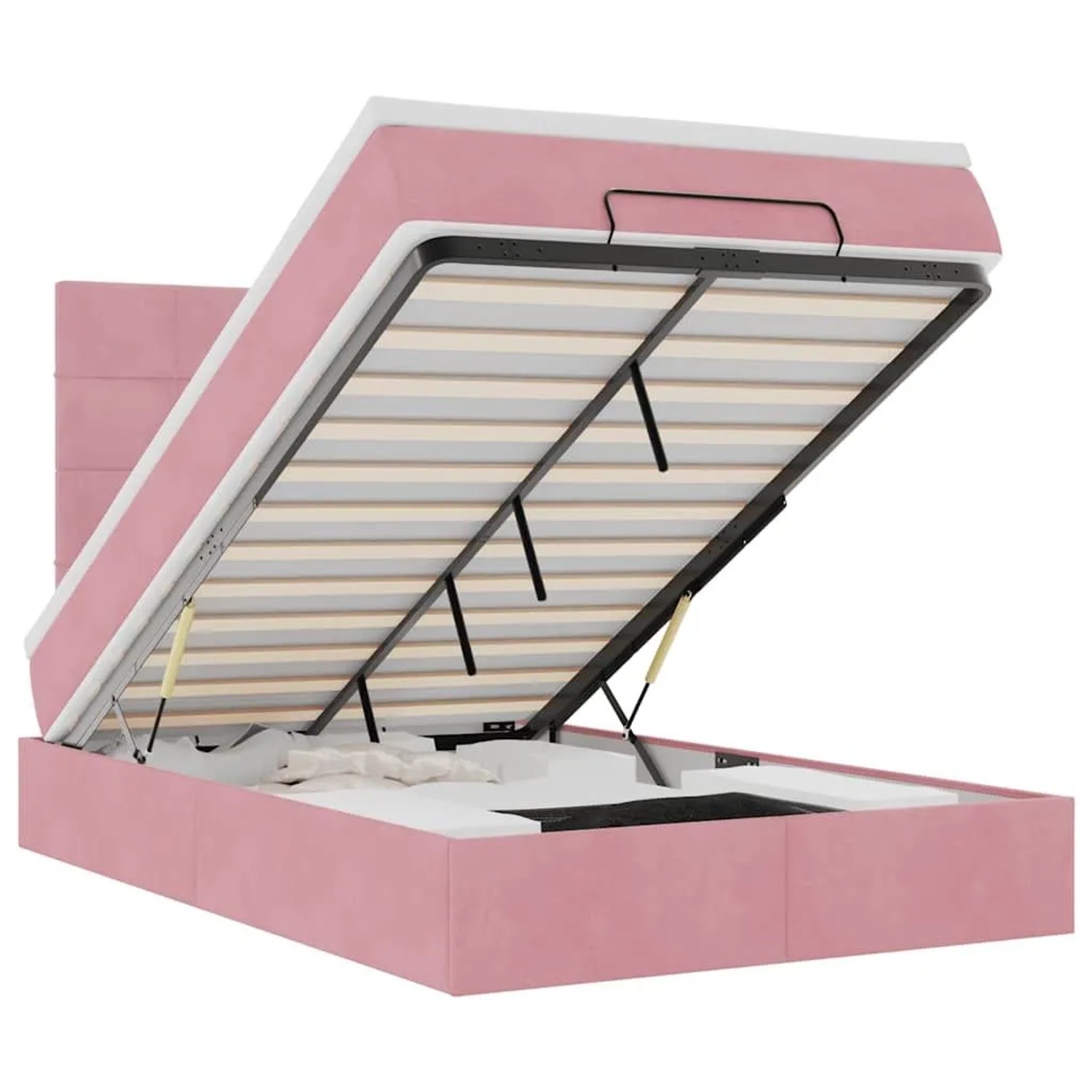 vidaXL Ottoman-Bett mit Matratzen & LEDs Rosa 120x200 cm Samt 3314317