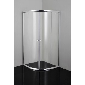 Rundduschabtrennung 90x90x190 cm mit Chromprofil und Klarglas für moderne Badezimmer.