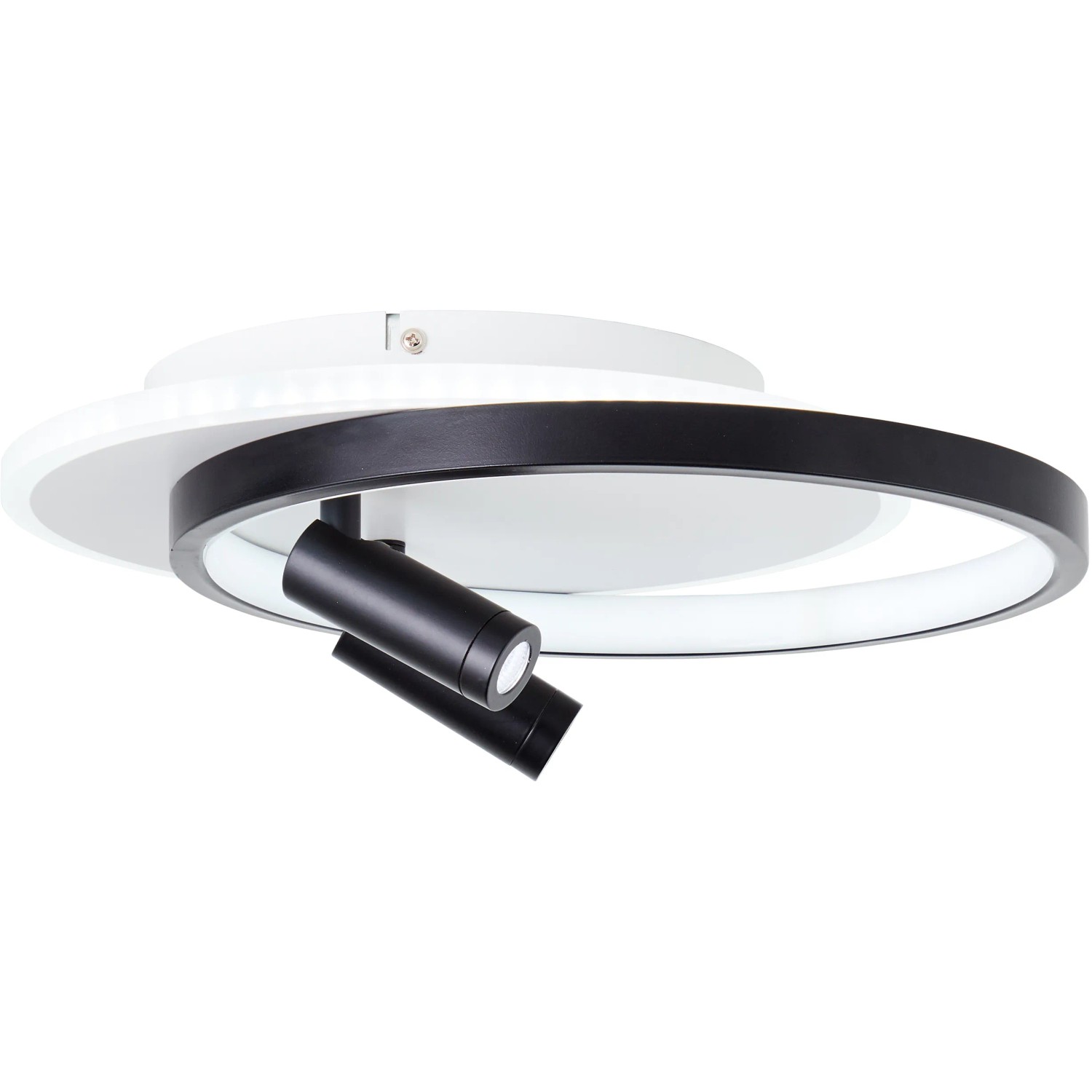 Moderne LED-Deckenleuchte Eunomia, 2-flammig, schwarz-weiß, schwenkbare Spots für flexible Beleuchtung.