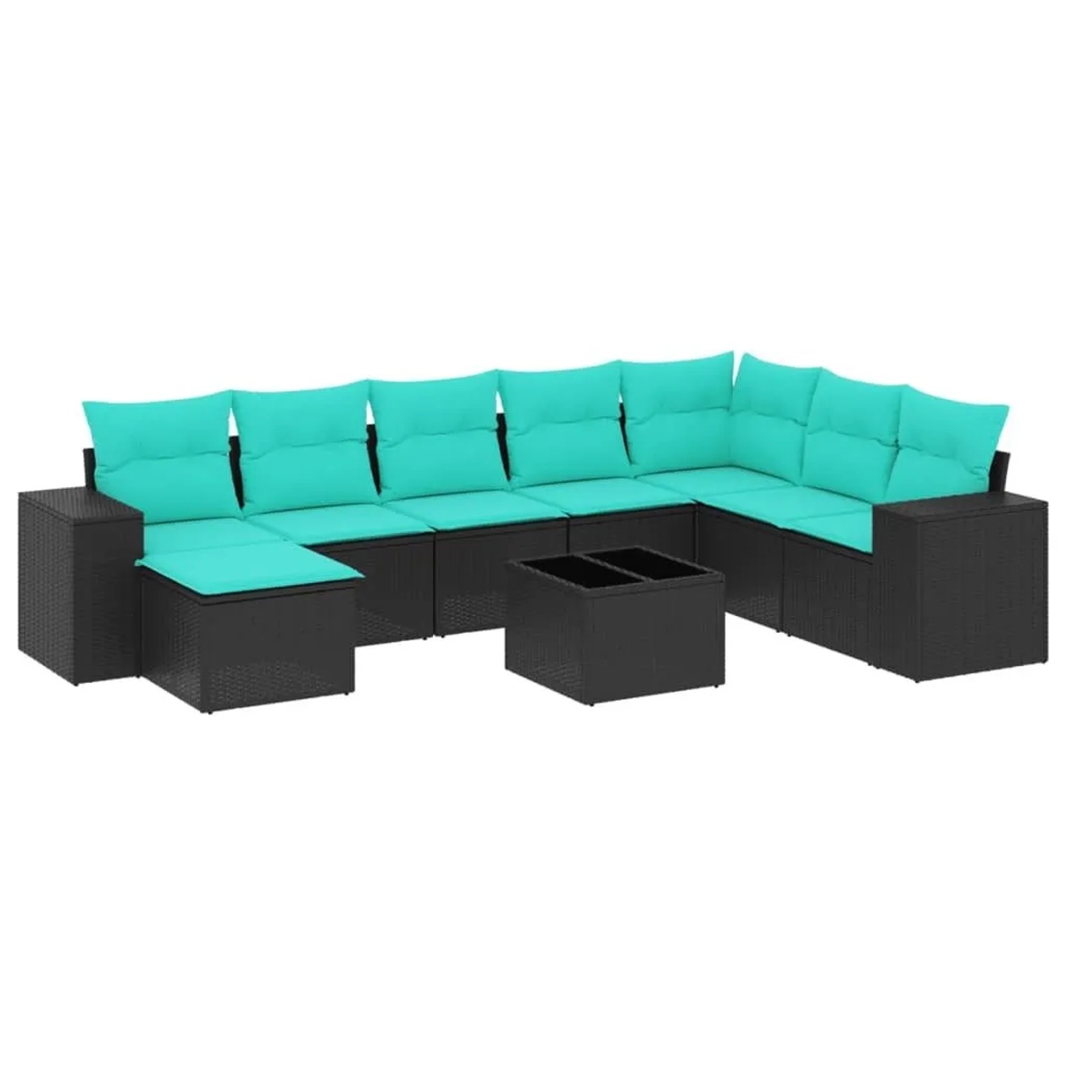 vidaXL 9-Tlg Gartensofa-Set mit Kissen Schwarz Polyrattan 3222966 günstig online kaufen