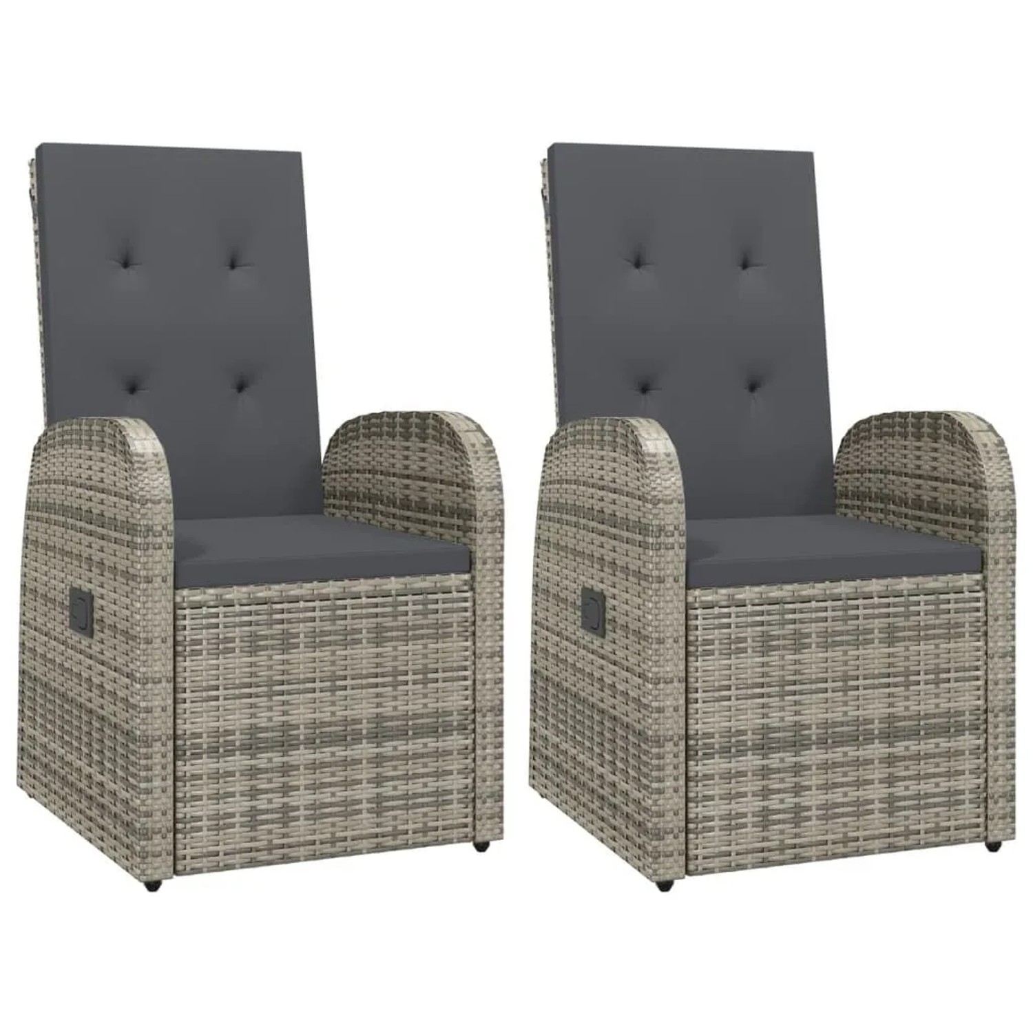 Furnicato Garten-liegestühle 2 Stk Mit Auflagen Poly Rattan Grau