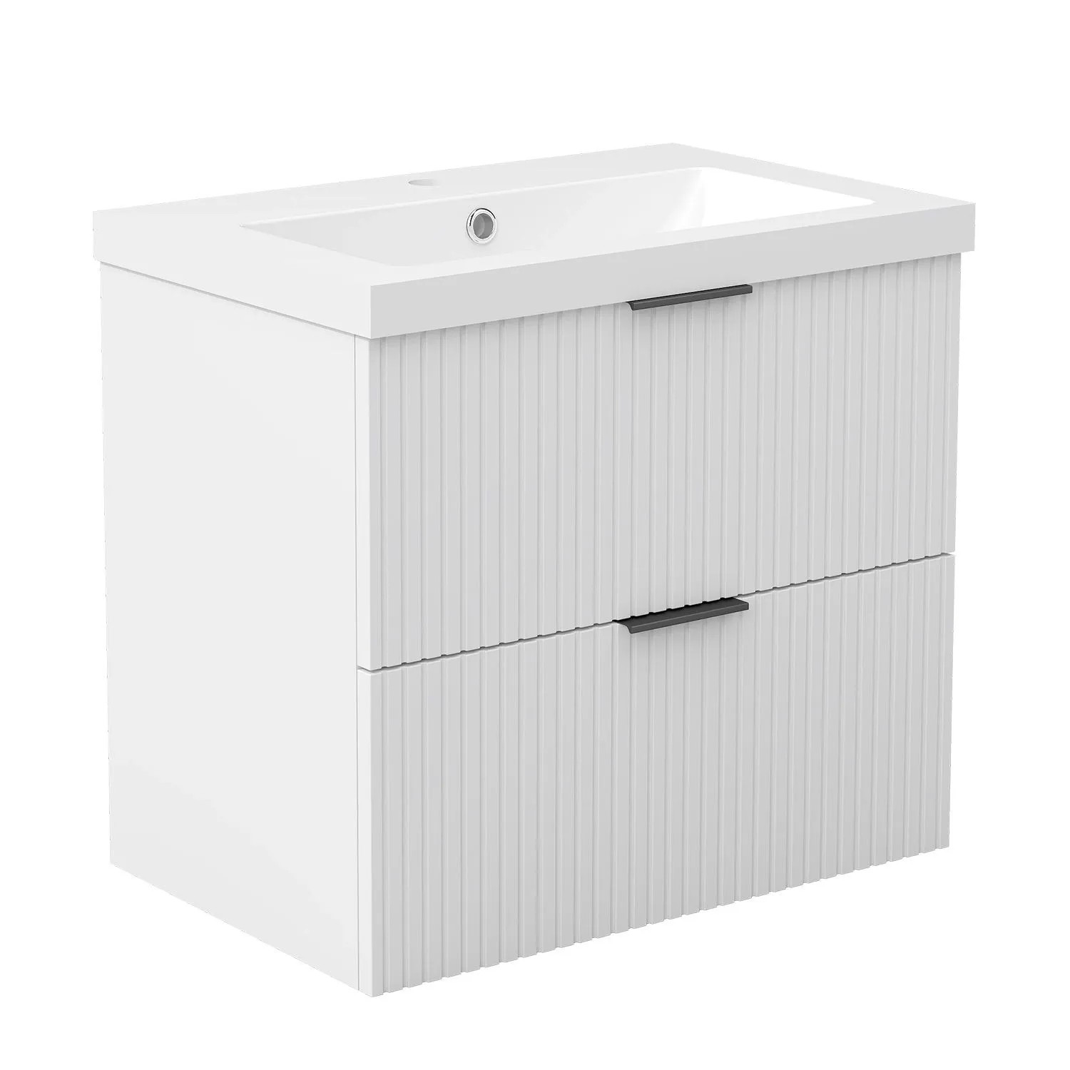AICA Waschtisch mit Unterschrank 60 cm Morri Badmöbel Set 2 tlg. Waschbecken mit Unterschrank Weiß Matt Softclose