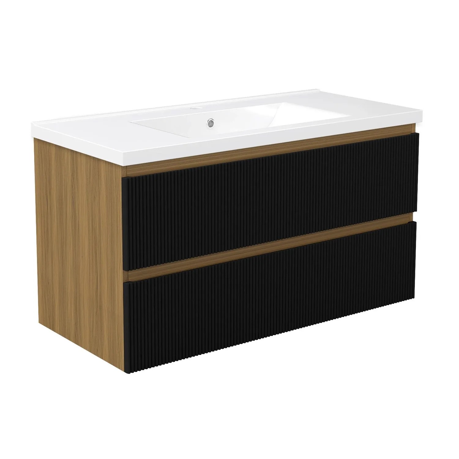 Duschspa Badezimmermöbel SILO 100 cm Keramik Waschbecken mit Unterschrank Grifflos Softclose