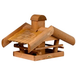 Dobar Vogelhaus Blätterfall aus Holz, geeignet zur Ständermontage. Rustikales Design mit Schindeldach.