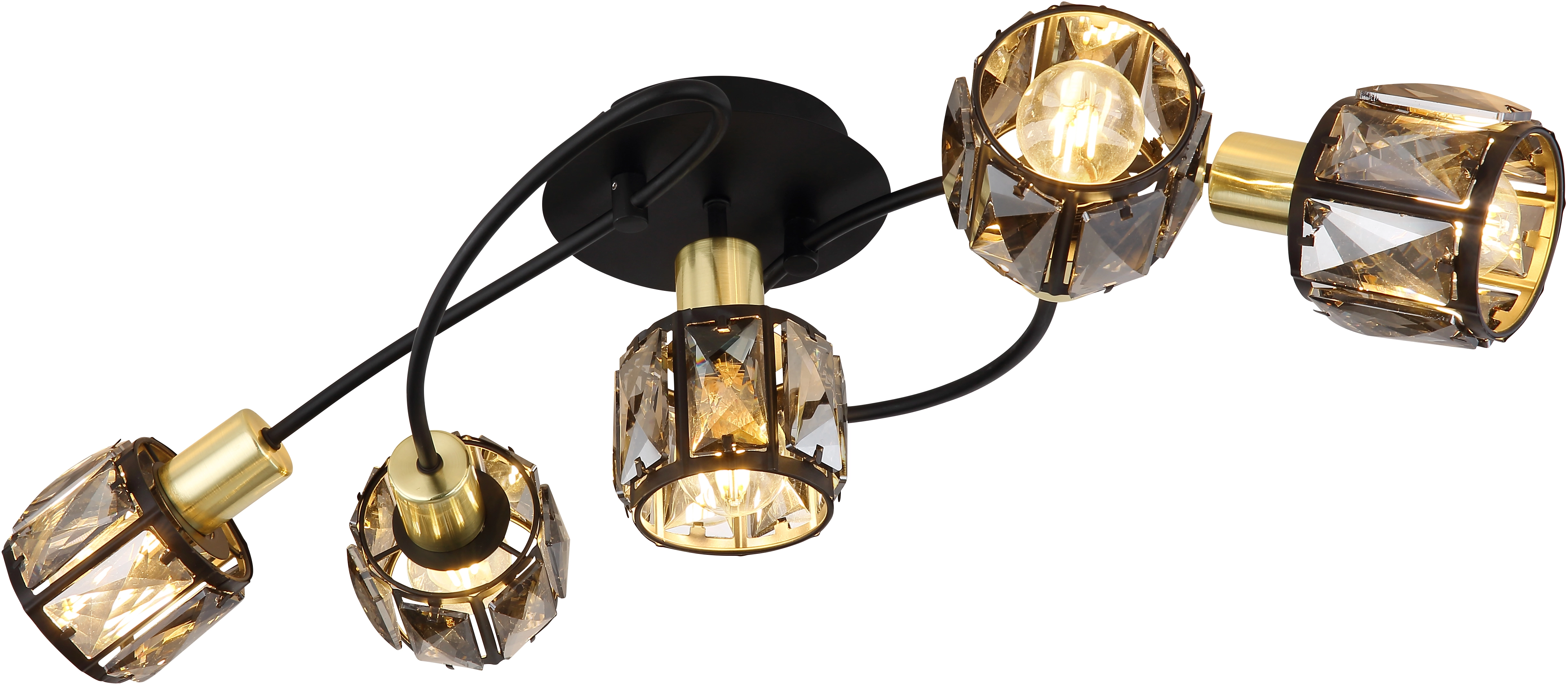 Globo Deckenleuchte Indiana 5-flammig Schwarz-Gold Rauchfarben 61,4 x 36 x  21 cm kaufen bei OBI | Deckenlampen