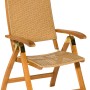 Gartensessel Capri Natur aus Akazienholz mit Polyrattan-Sitzfläche und verstellbarer Rückenlehne.