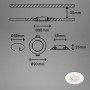 Skizze der Brilo LED-Einbauleuchte Kulana, dimmbar, 4er-Set, weiße Einbaustrahler mit Maßangaben.