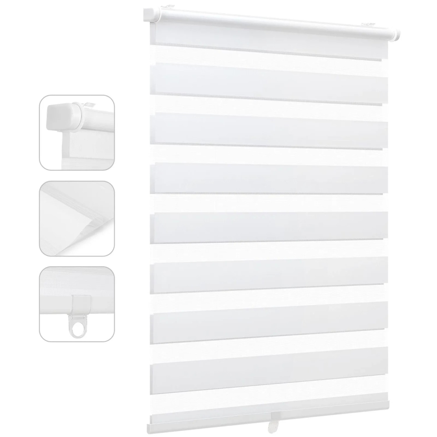 Sekey Doppelrollo Schnurlos Klemmfix ohne Bohren Sichtschutz Weiß 50x100cm