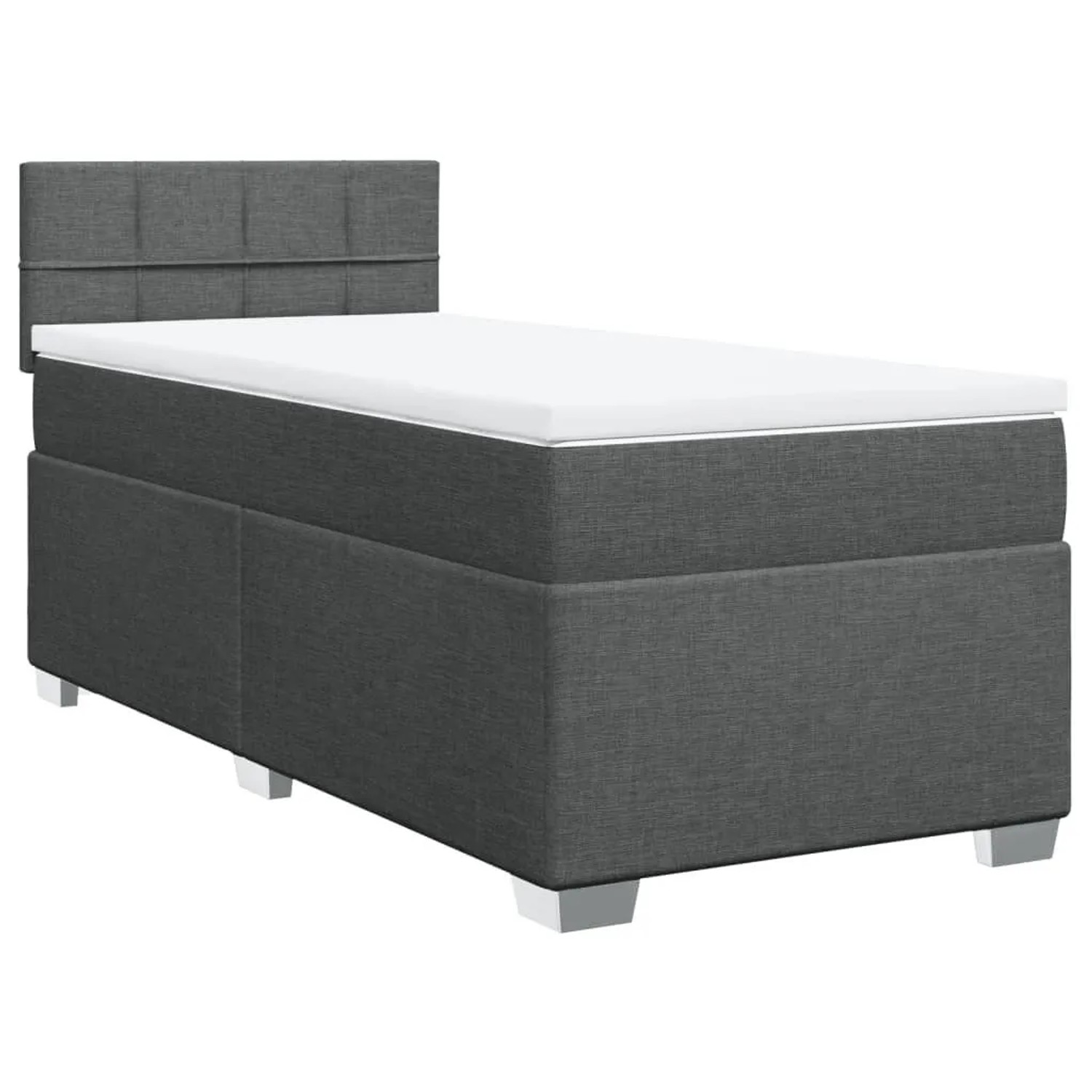 vidaXL Boxspringbett mit Matratze Dunkelgrau 90x200 cm Stoff 3288072