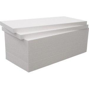 Weiße Styropor-Bodendämmplatten EPS 035 DEO, 80 mm stark, für effektive Wärmedämmung.