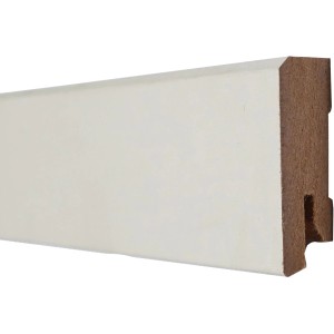 Weiße Sockelleiste Cubica 50, 18x50x2400 mm, für Laminat und Holzböden.