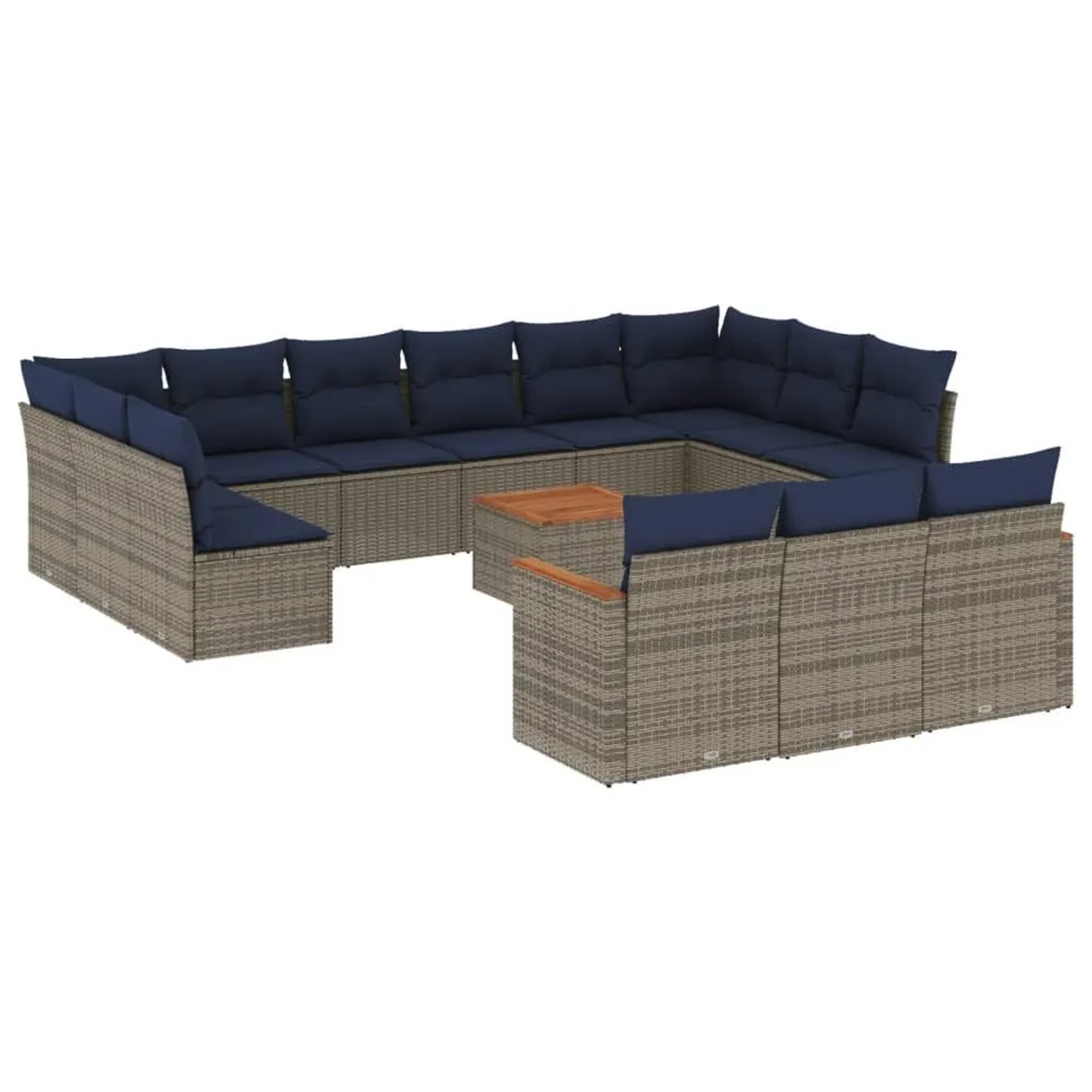 vidaXL 14-Tlg Gartensofa-Set mit Kissen Grau Polyrattan 3226467 günstig online kaufen