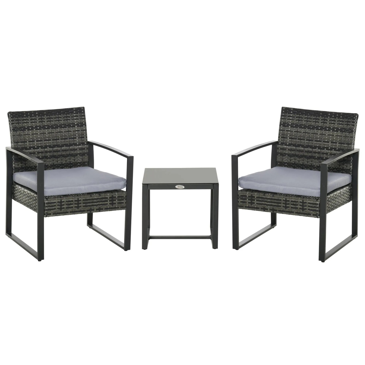 Furnicato Rattan Gartenmöbel Set 2 Personen Polyrattan Balkon Grau Mit Kissen