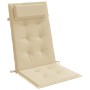 Beige Hochlehner-Auflage aus Oxford-Gewebe, gesteppt, mit Kopfpolster. Ideal als Gartenstuhlauflage.