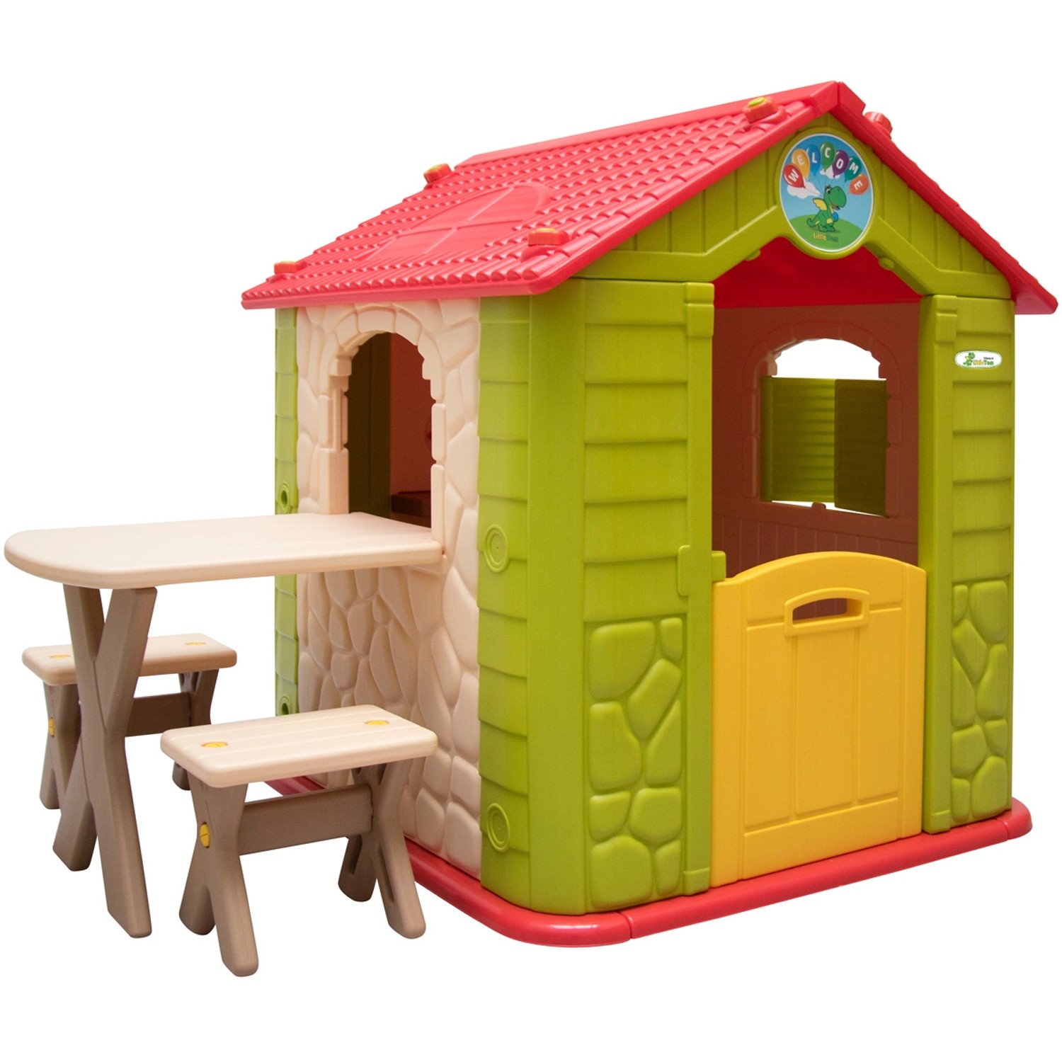 LittleTom Indoor-Kinderspielhaus mit Tisch 95 x 118 x 104 cm