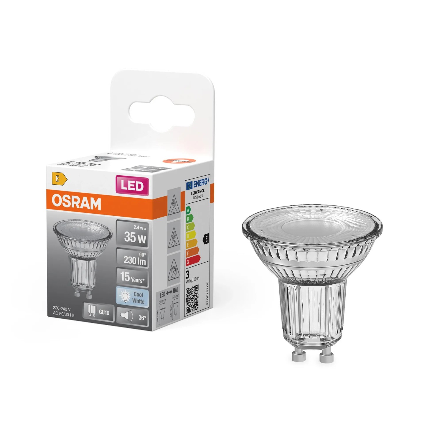 Osram LED-Leuchtmittel GU10 Reflektor PAR16 Neutralweiß 2,4 W 230 lm 5,4 x 5 cm_3