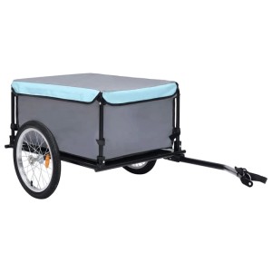 DELUKE Fahrrad Lastenanhänger, schwarz-blau, bis 65kg. Transportanhänger für Fahrräder.