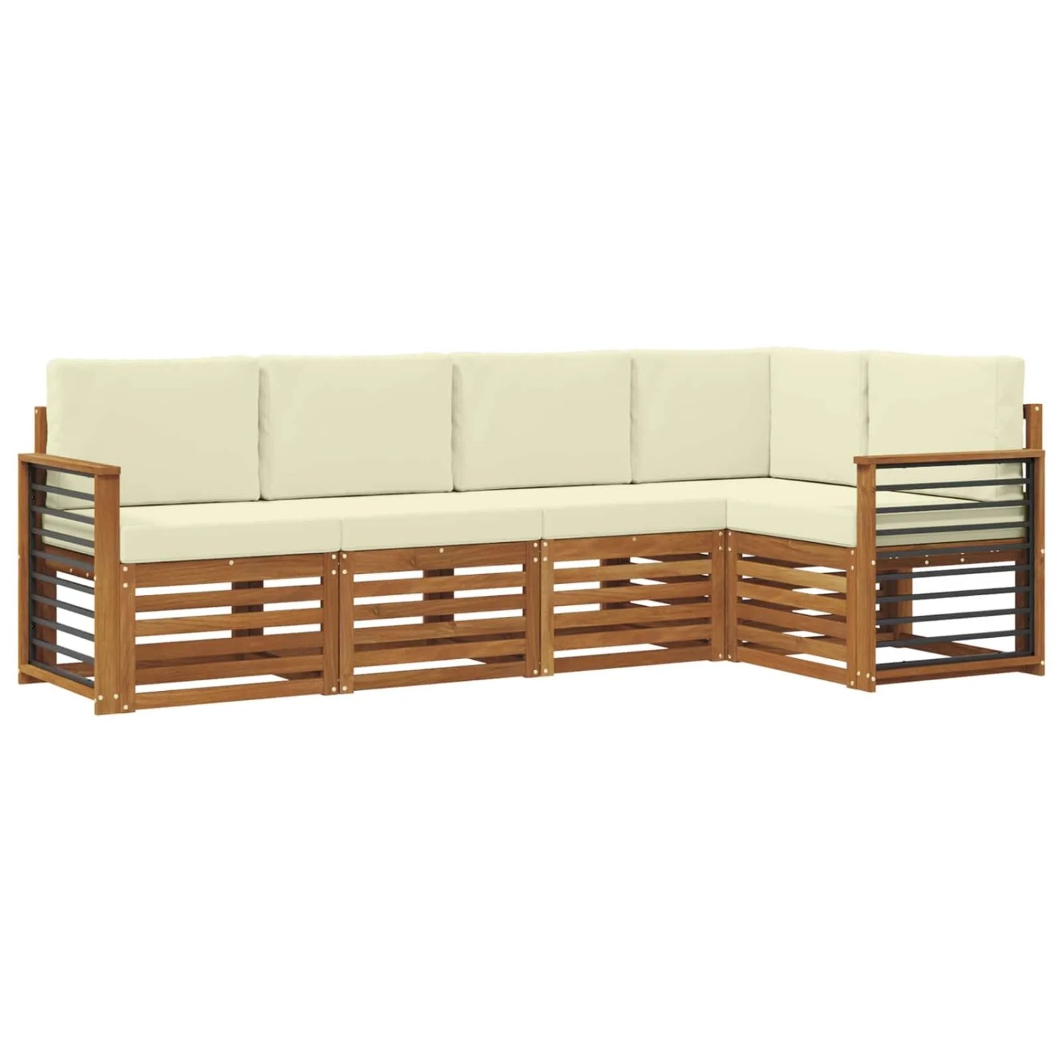 vidaXL Sofagarnituren 5 Tlg Natur und Creme Massivholz Akazie 3374820