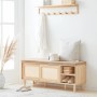 SoBuy Sitzbank FSR163-N mit Stauraum und Schuhregal aus Naturholz.