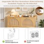 Merax Schuhschrank 120x24x90 cm Natur Holzoptik. 4 Klapptüren im Rattan-Stil, 8 Fächer. Mit Absturzsicherung.