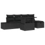 Schwarze 6-tlg. vidaXL Garten-Sofagarnitur aus Poly Rattan mit Kissen.
