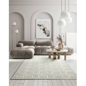 Floornovo Kurzflor Teppich Beige Gemustert 290 x 200 cm