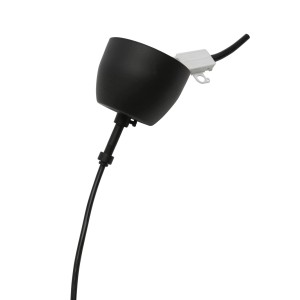 Schwarze PR Home Solo Pendelleuchte aus Metall mit Kabel und Deckenhalterung.