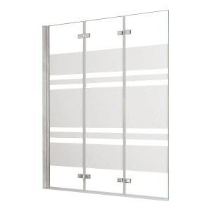 AICA 3-teilige Badewannen-Faltwand 140x140cm mit Nano-Glas und Querstreifen-Dekor.