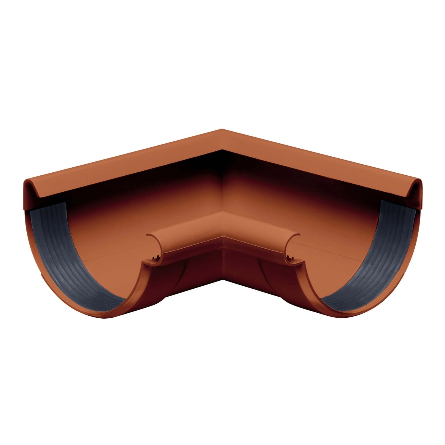 Thumbnail - Inefa Rinnenwinkel 90 Grad Inneneck NW 100 Halbrund PVC Braun