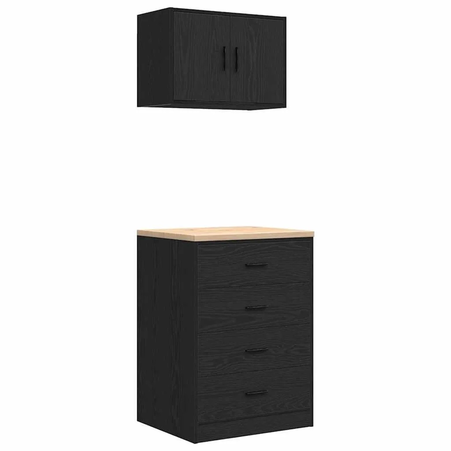 vidaXL Garagenschränke 2 Stk Schwarz Holzwerkstoff 3328333
