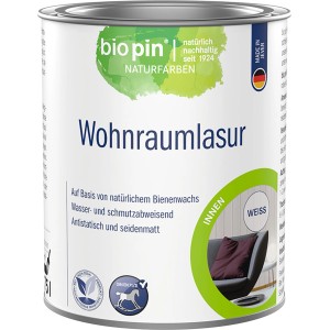 Dose Biopin Wohnraumlasur Weiß, lösemittelfrei, für Innenräume, 750ml.
