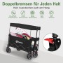Sekey XXL Bollerwagen, faltbar, schwarz, mit Dach und Doppelbremse für Camping & Freizeit.