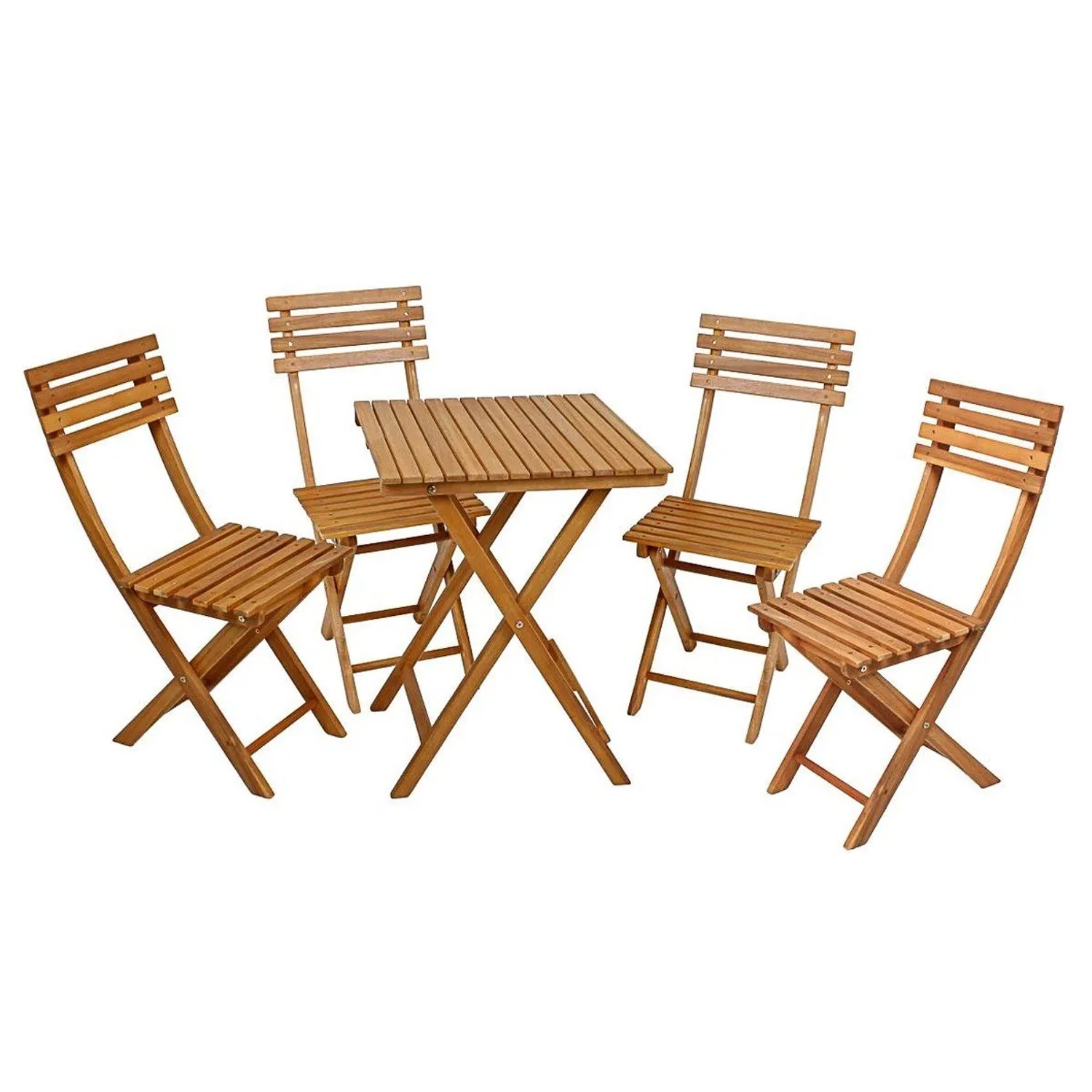 DELUKE Balkon-Set Alameda Akazie Natur Balkon-Set Gartenmöbel-Set Sitzgruppe Balkonstuhl Balkontisch