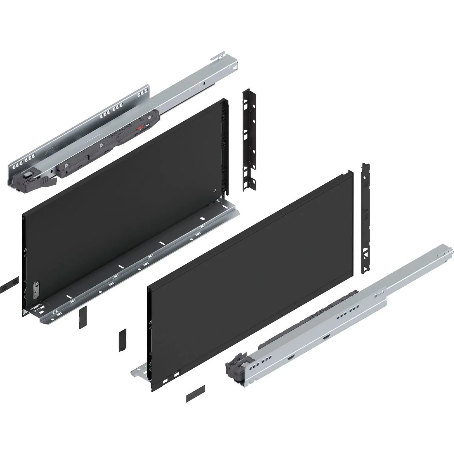 Blum Legrabox Pure Set Höhe F Tip-On Vollauszug 550 mm 40 kg Carbonschwarz 1 Paar