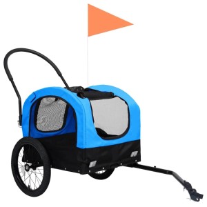 vidaXL 2-In-1 Fahrradanhänger für Hunde und Buggy Blau und Schwarz 92438
