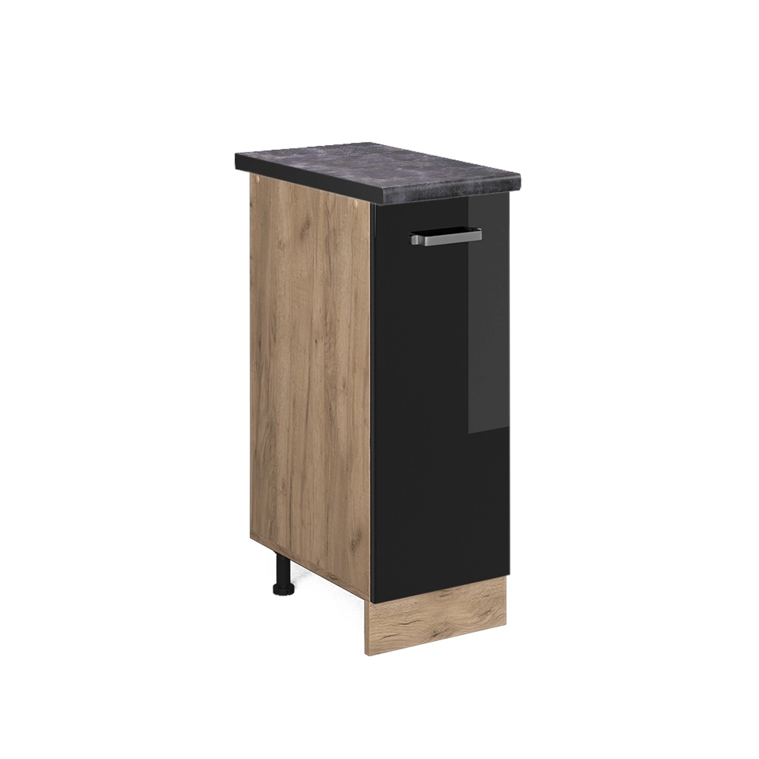 Vicco Apothekerschrank R-Line Schwarz Hochglanz/Goldkraft Eiche 30 cm AP Anthrazit