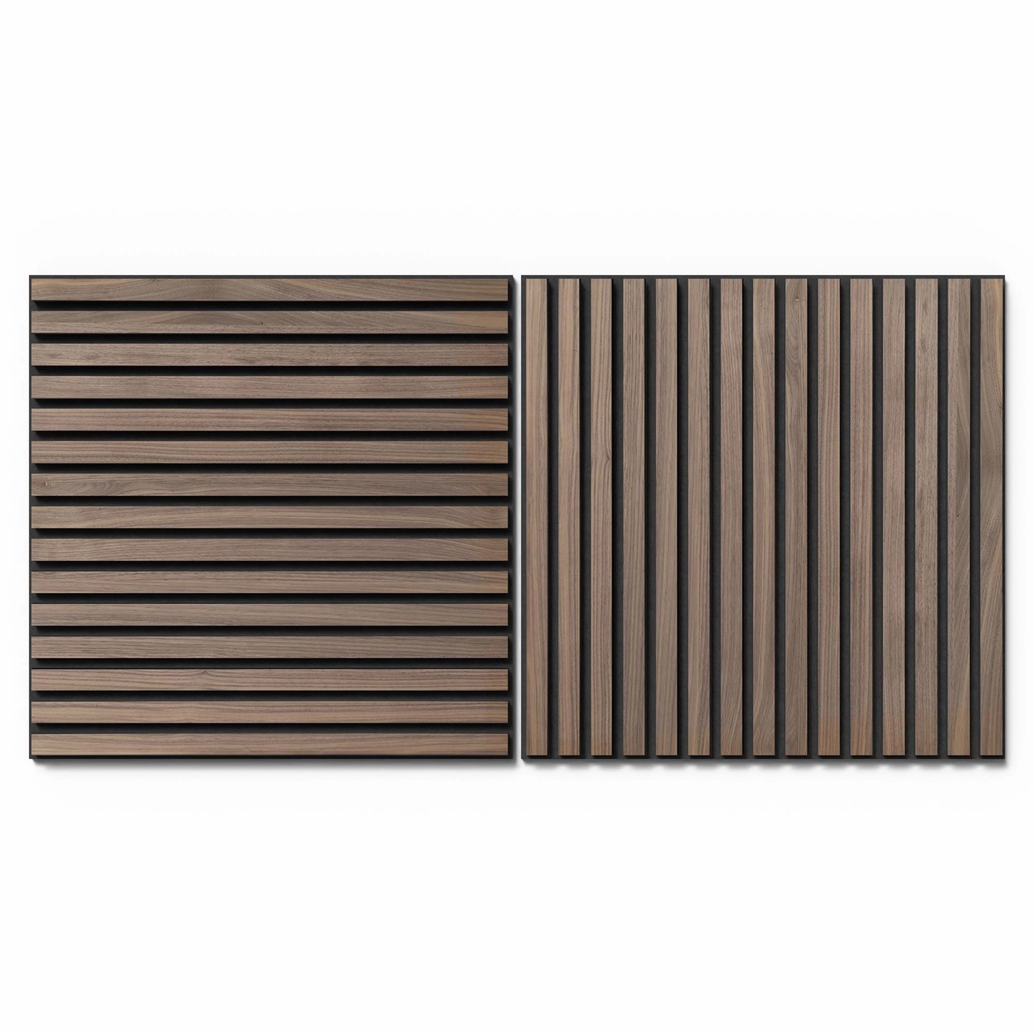 Akustikpaneel Wandverkleidung Walnuss MDF Schw. Akustikfilz Schwarz 60 cm 2 St.