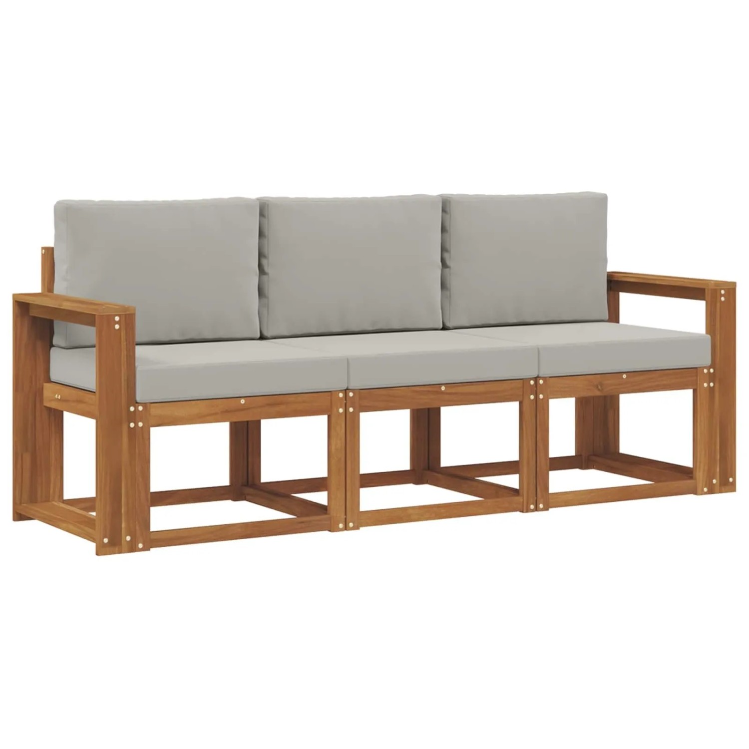 vidaXL Outdoor-Sofagarnitur mit Kissen 3 Stk Natur und Hellgrau 3365944
