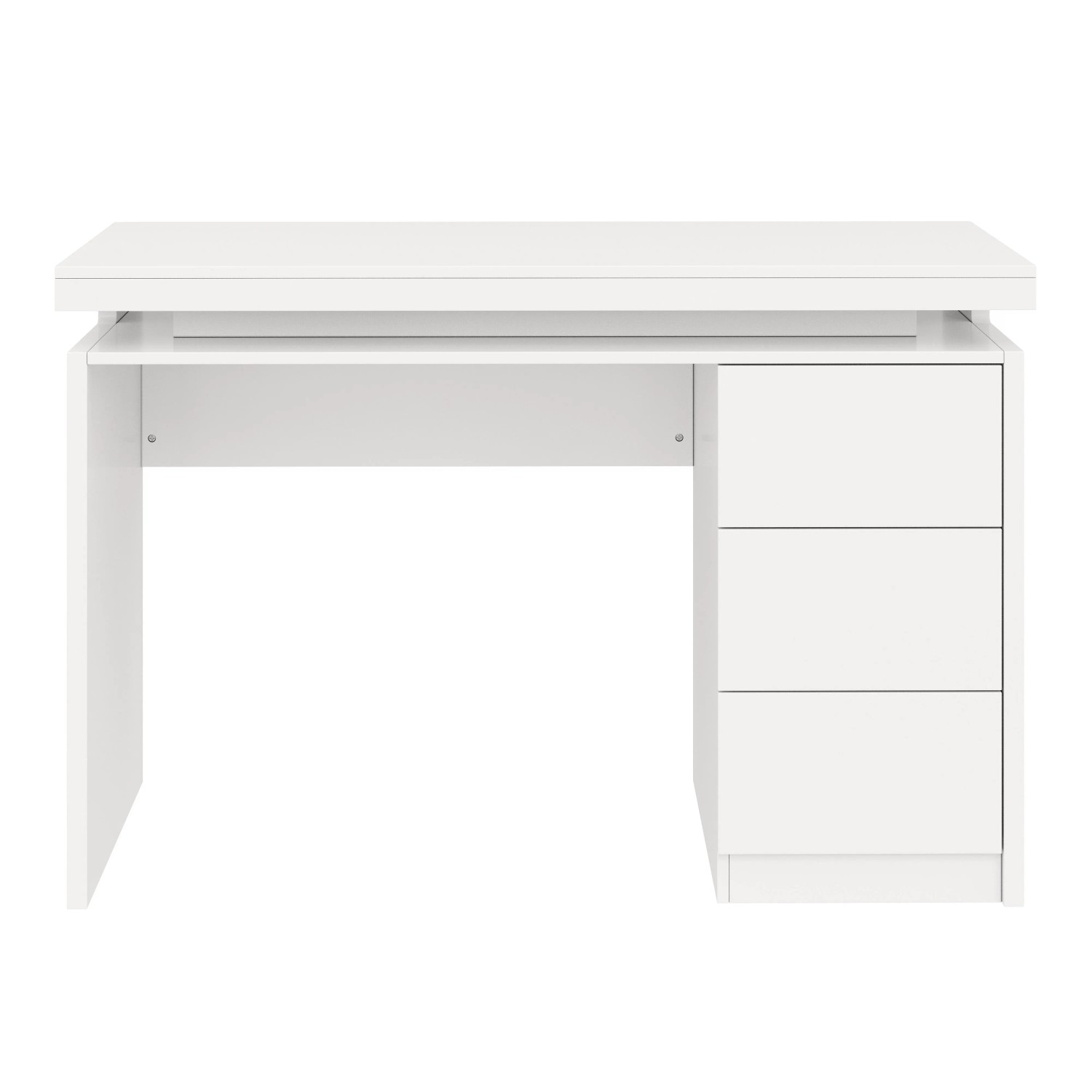 okwish Schreibtisch LED 3 Schubladen Homeoffice Verstärkte Beine 120x50x78.5cm Weiß