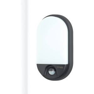 Ovale Oktaplex LED Außenwandleuchte mit Bewegungssensor, anthrazit.