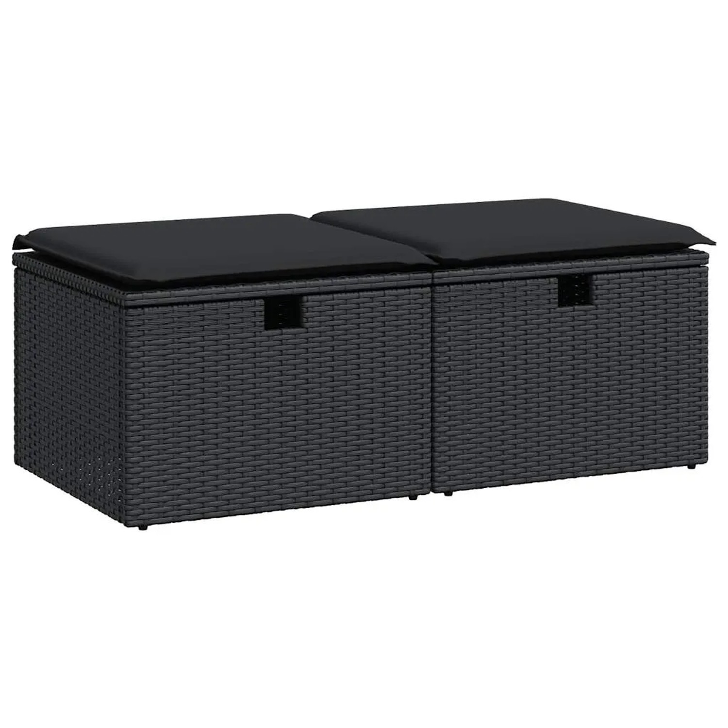 vidaXL 2-Tlg Garten-Sofagarnitur mit Kissen Schwarz Poly Rattan 3328668 günstig online kaufen